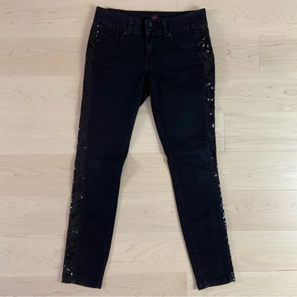2B bebe black jeans lightweight skinny sequins embellishments skinny mid rise 27 - Picture 11 of 12